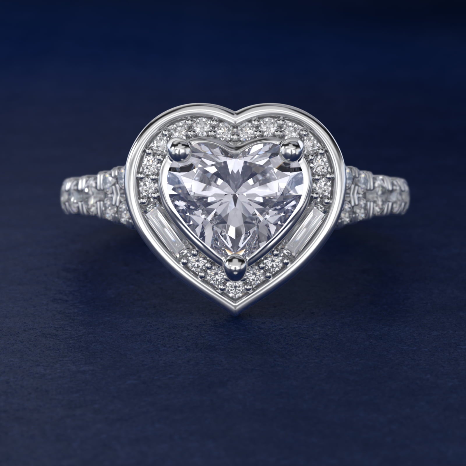 Art Deco Hexagon Halo Diamond Engagement Ring in 18k White Gold (3/4 ct. tw.) By Zac Zac Posen - Heart Center