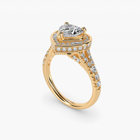 Art Deco Hexagon Halo Diamond Engagement Ring in 18k Yellow Gold (3/4 ct. tw.) By Zac Zac Posen - Heart Center