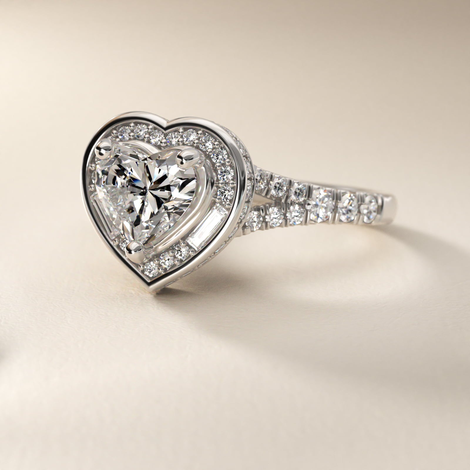 Art Deco Hexagon Halo Diamond Engagement Ring in Platinum (3/4 ct. tw.) By Zac Zac Posen - Heart Center