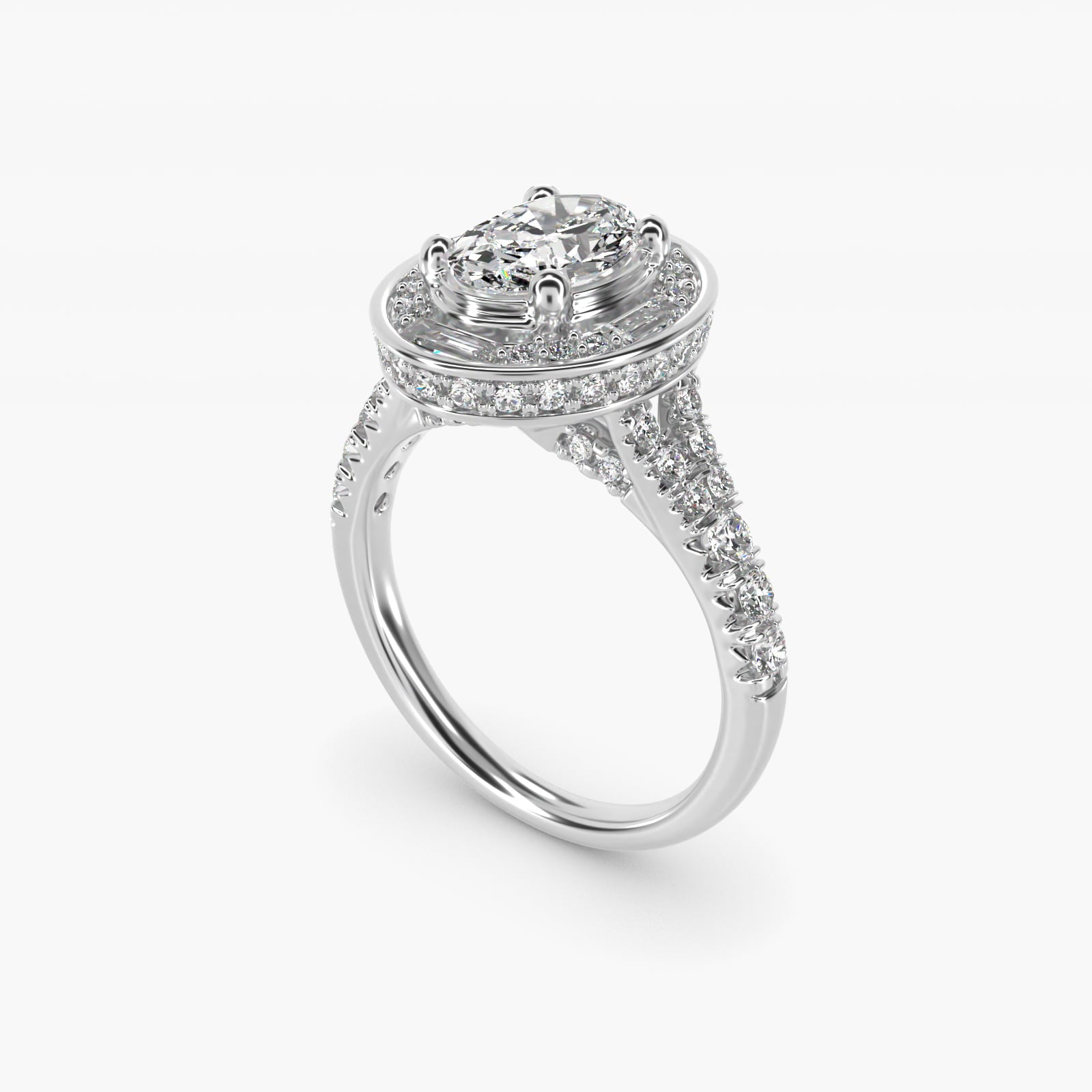 Art Deco Hexagon Halo Diamond Engagement Ring in 18k White Gold (3/4 ct. tw.) By Zac Zac Posen - Oval Center