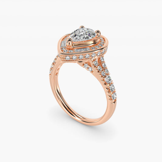 Art Deco Hexagon Halo Diamond Engagement Ring in 14k Rose Gold (3/4 ct. tw.) By Zac Zac Posen - Pear Center