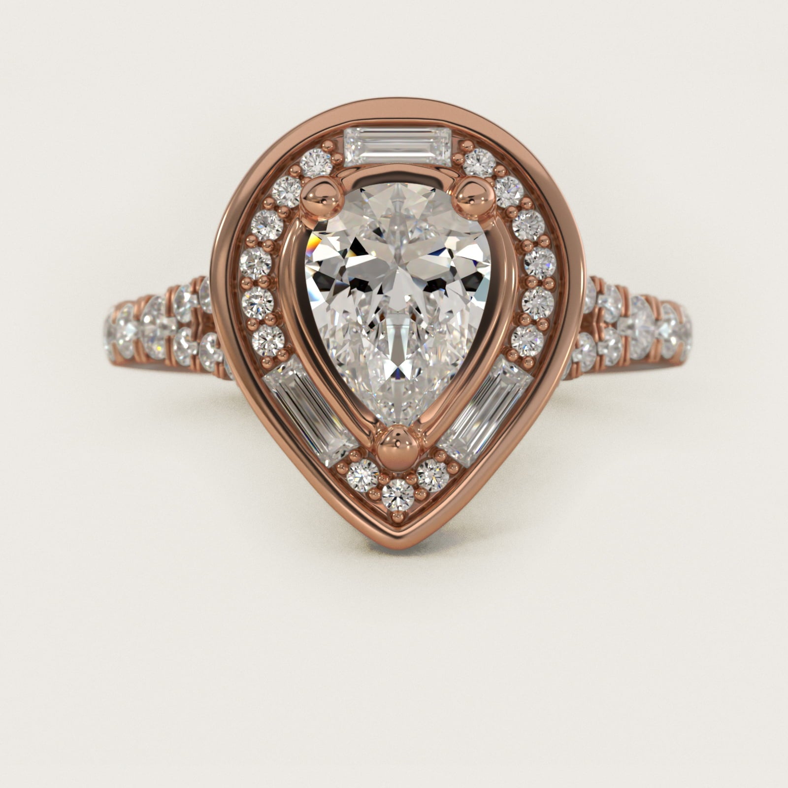 Art Deco Hexagon Halo Diamond Engagement Ring in 14k Rose Gold (3/4 ct. tw.) By Zac Zac Posen - Pear Center