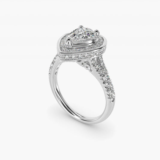 Art Deco Hexagon Halo Diamond Engagement Ring in 18k White Gold (3/4 ct. tw.) By Zac Zac Posen - Pear Center