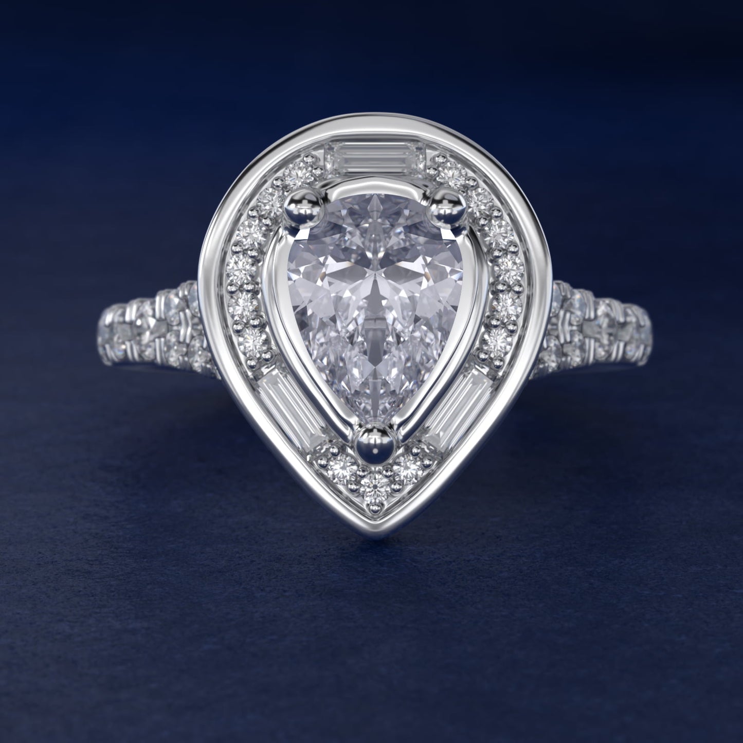 Art Deco Hexagon Halo Diamond Engagement Ring in 14k White Gold (3/4 ct. tw.) By Zac Zac Posen - Pear Center