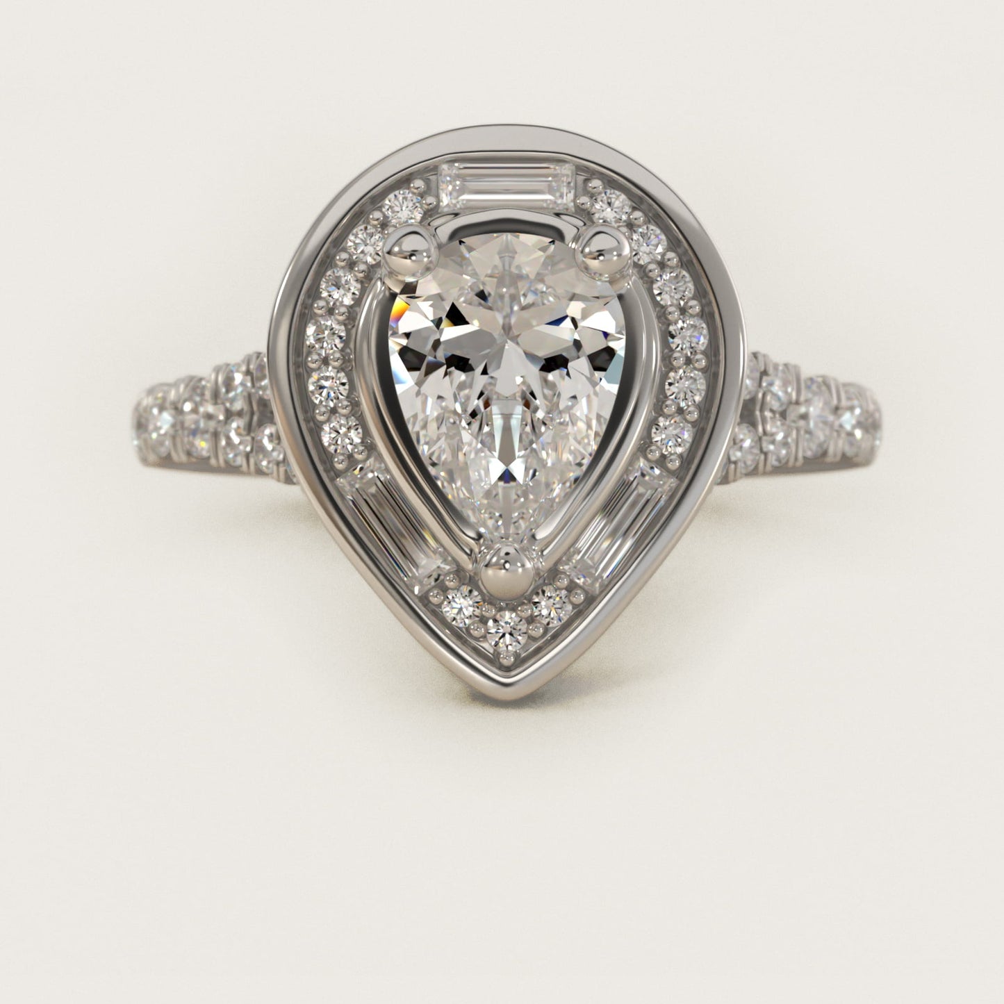 Art Deco Hexagon Halo Diamond Engagement Ring in 18k White Gold (3/4 ct. tw.) By Zac Zac Posen - Pear Center