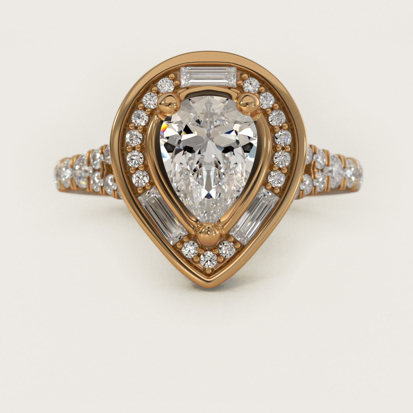Art Deco Hexagon Halo Diamond Engagement Ring in 18k Yellow Gold (3/4 ct. tw.) By Zac Zac Posen - Pear Center