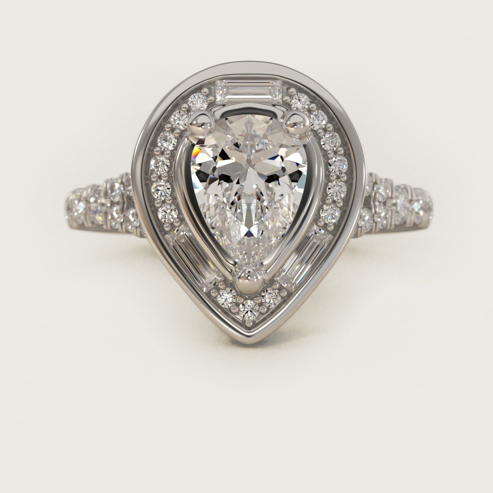 Art Deco Hexagon Halo Diamond Engagement Ring in Platinum (3/4 ct. tw.) By Zac Zac Posen - Pear Center