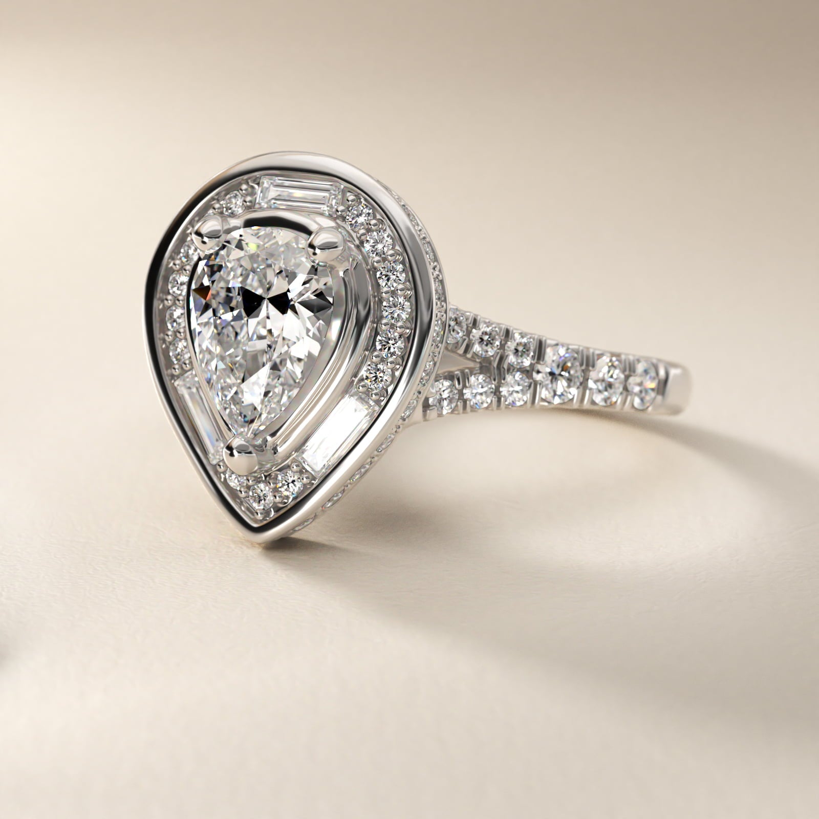Art Deco Hexagon Halo Diamond Engagement Ring in Platinum (3/4 ct. tw.) By Zac Zac Posen - Pear Center