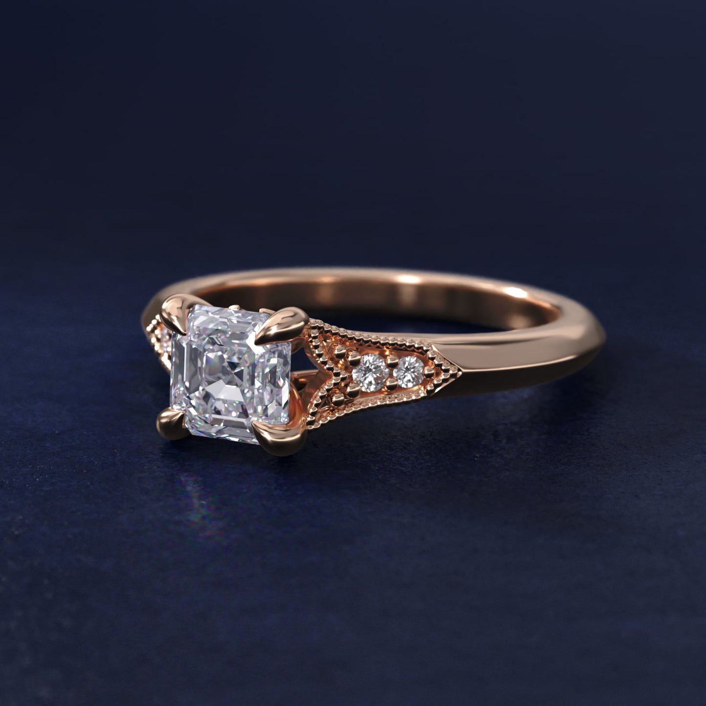 Art Deco Inspired Fleur-De-Lis PavŽ Vintage-Style Engagement Ring In 14K Rose Gold By James Allen - Asscher Center