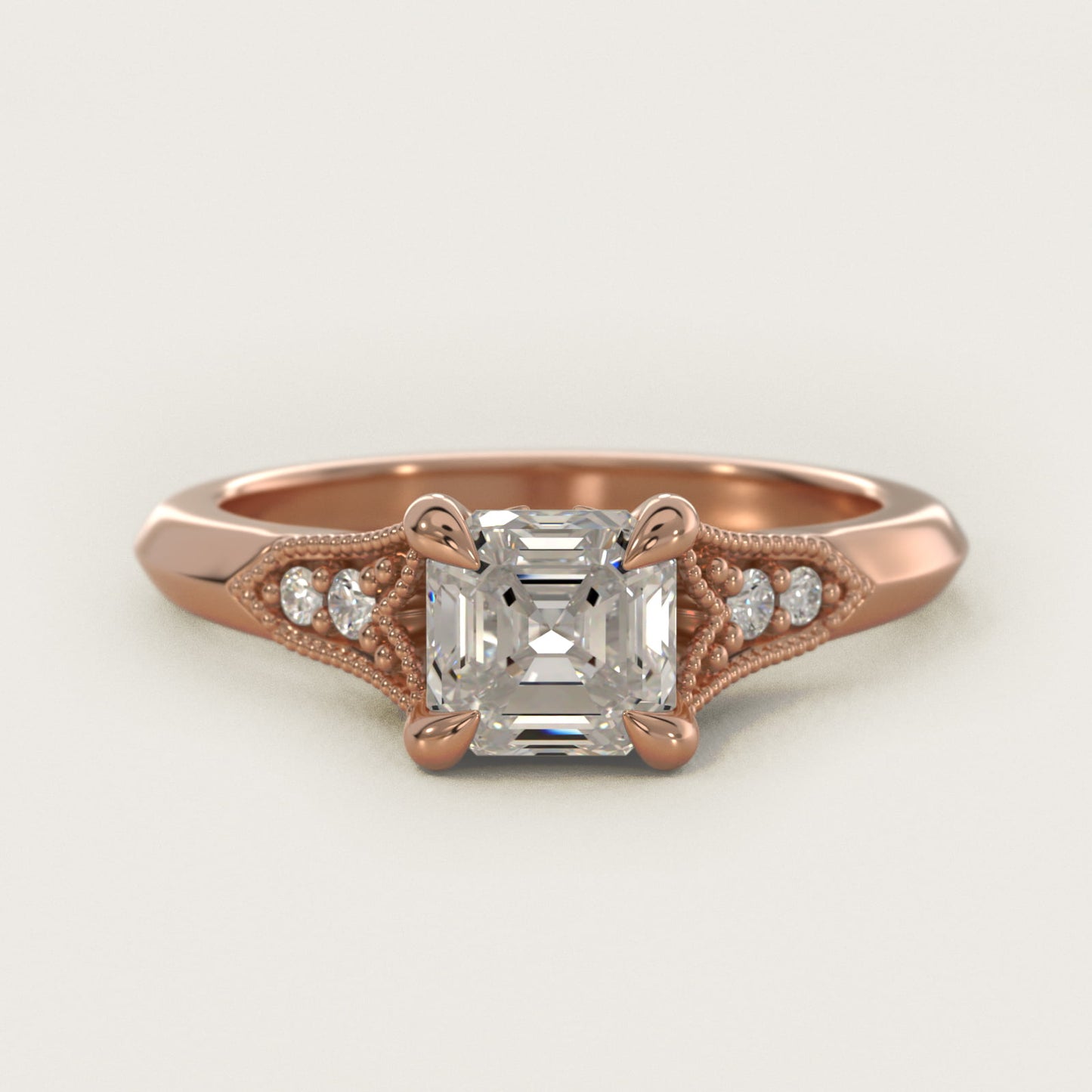 Art Deco Inspired Fleur-De-Lis PavŽ Vintage-Style Engagement Ring In 14K Rose Gold By James Allen - Asscher Center