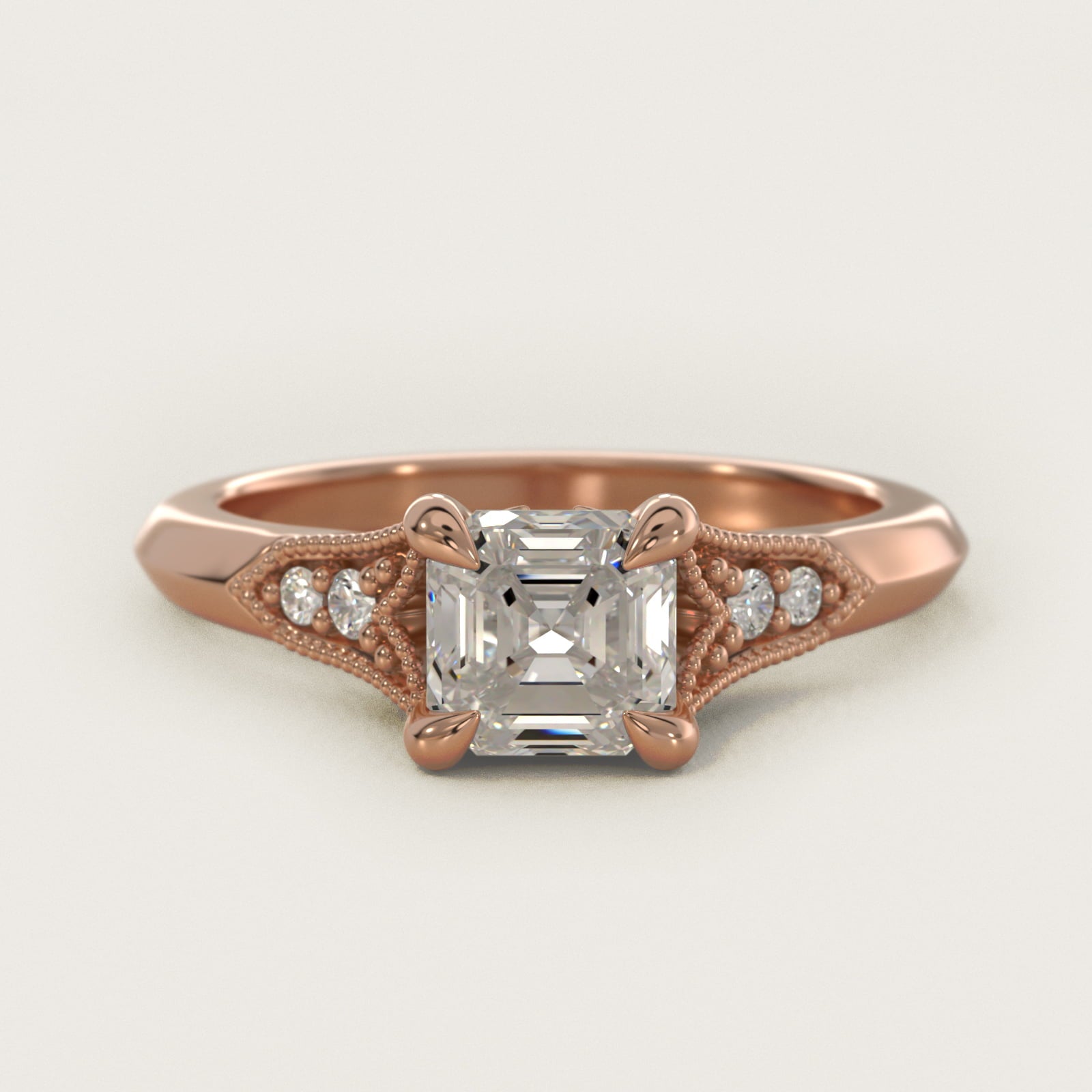 Art Deco Inspired Fleur-De-Lis PavŽ Vintage-Style Engagement Ring In 14K Rose Gold By James Allen - Asscher Center