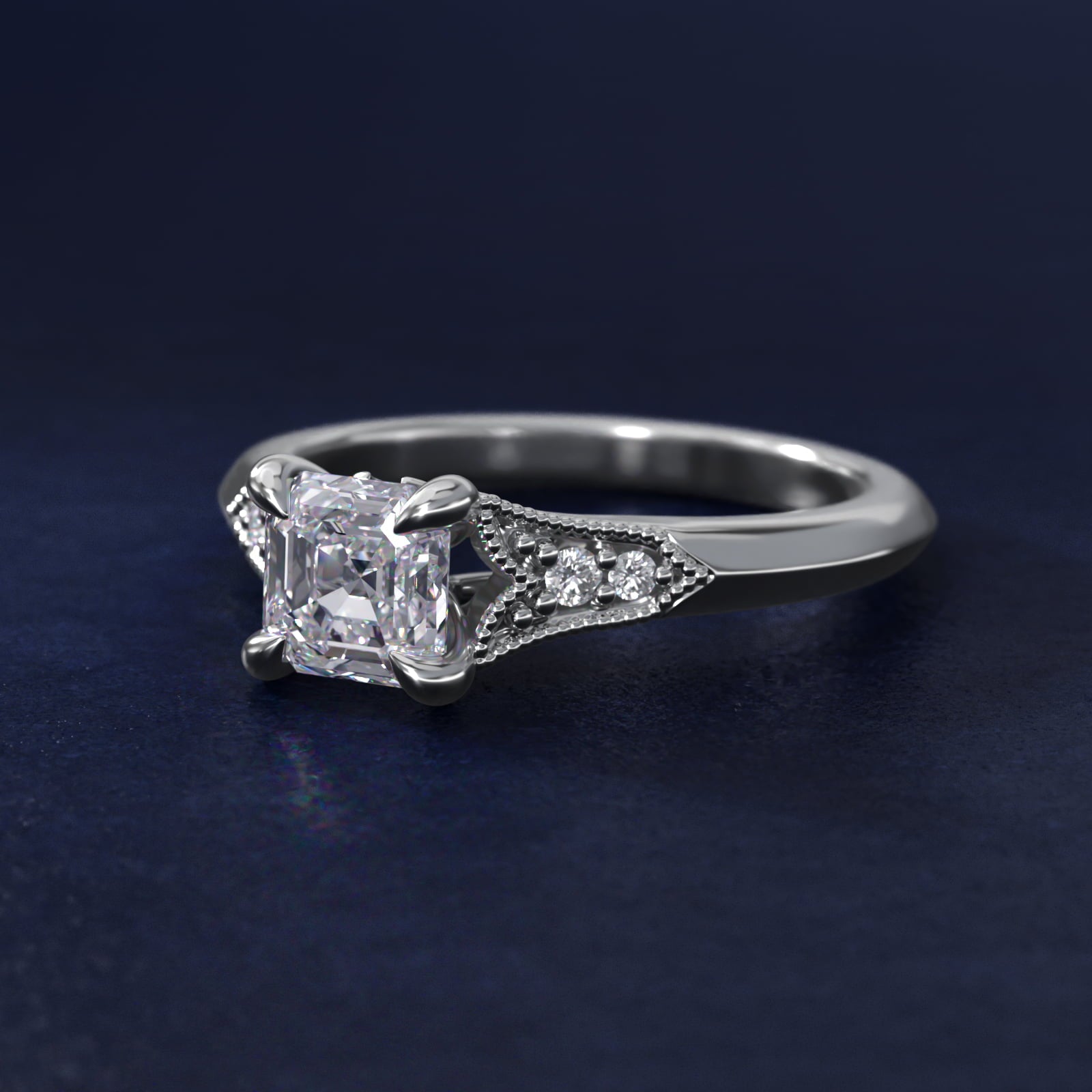 Art Deco Inspired Fleur-De-Lis PavŽ Vintage-Style Engagement Ring In 14K White Gold By James Allen - Asscher Center