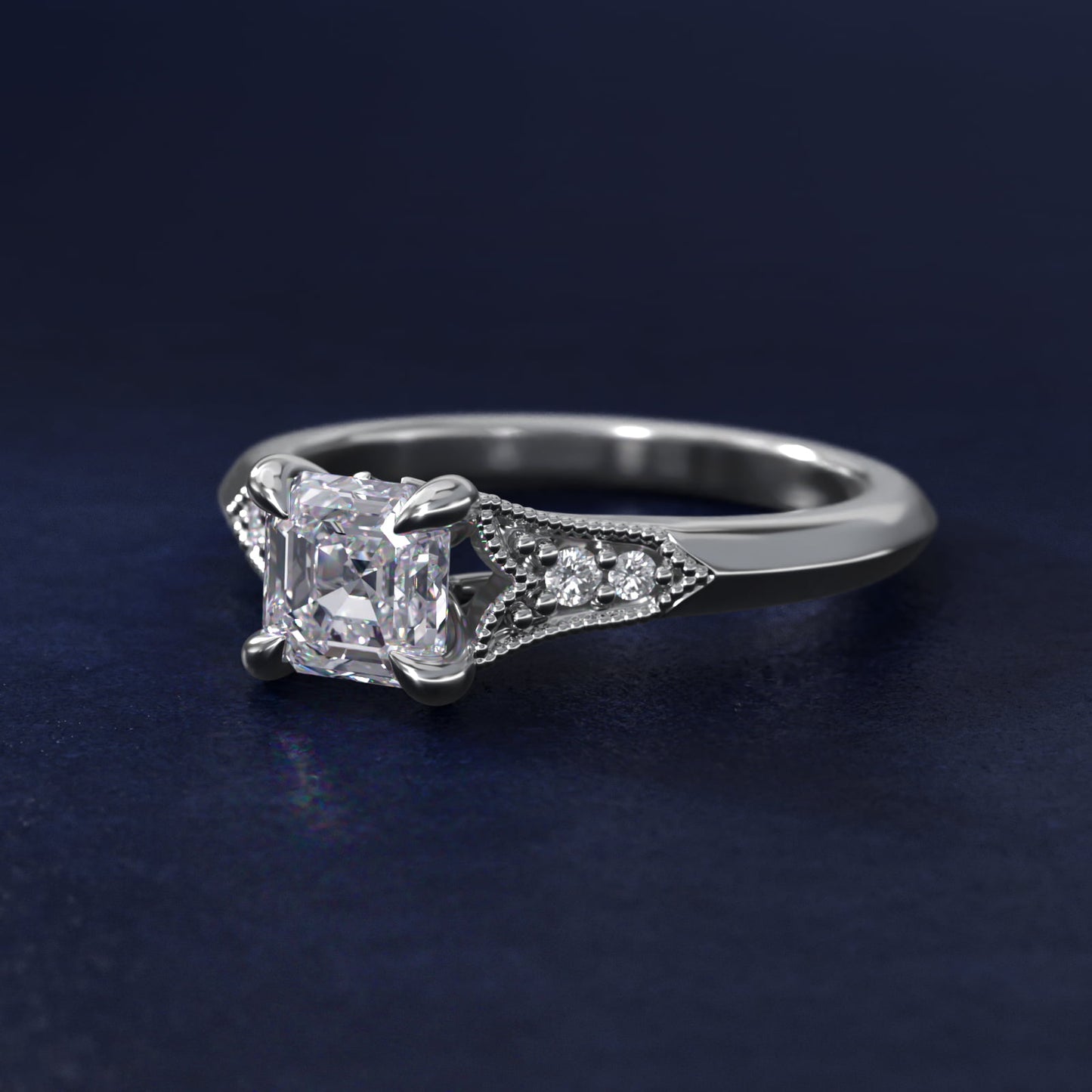 Art Deco Inspired Fleur-De-Lis PavŽ Vintage-Style Engagement Ring In 18k White Gold By James Allen - Asscher Center