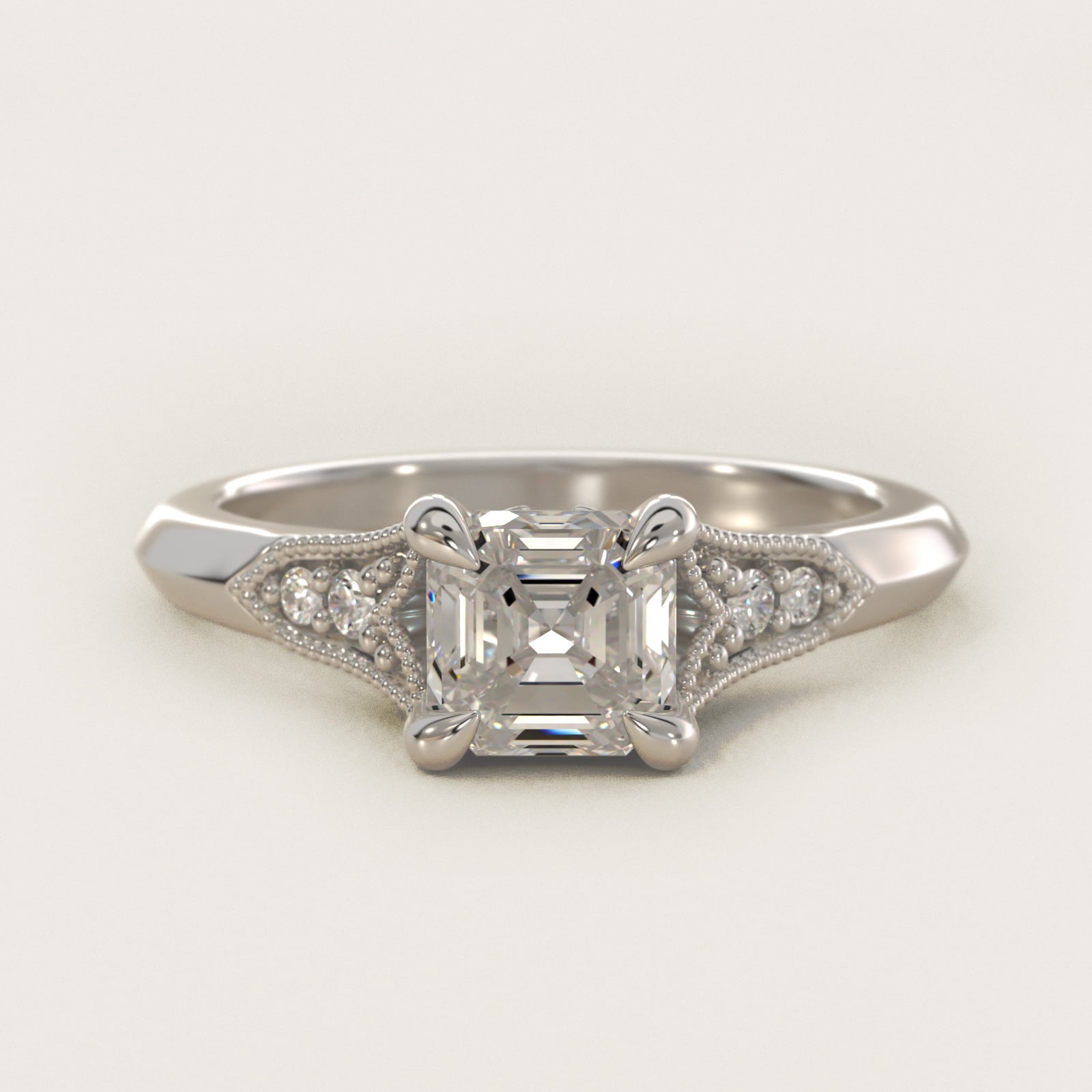 Art Deco Inspired Fleur-De-Lis PavŽ Vintage-Style Engagement Ring In 14K White Gold By James Allen - Asscher Center