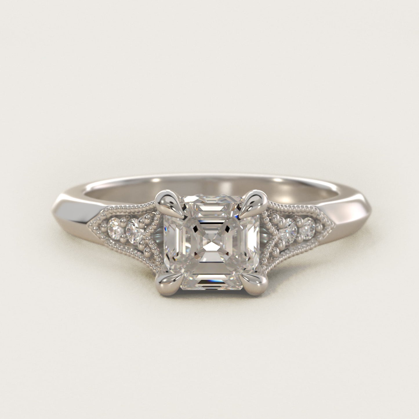 Art Deco Inspired Fleur-De-Lis PavŽ Vintage-Style Engagement Ring In 18k White Gold By James Allen - Asscher Center