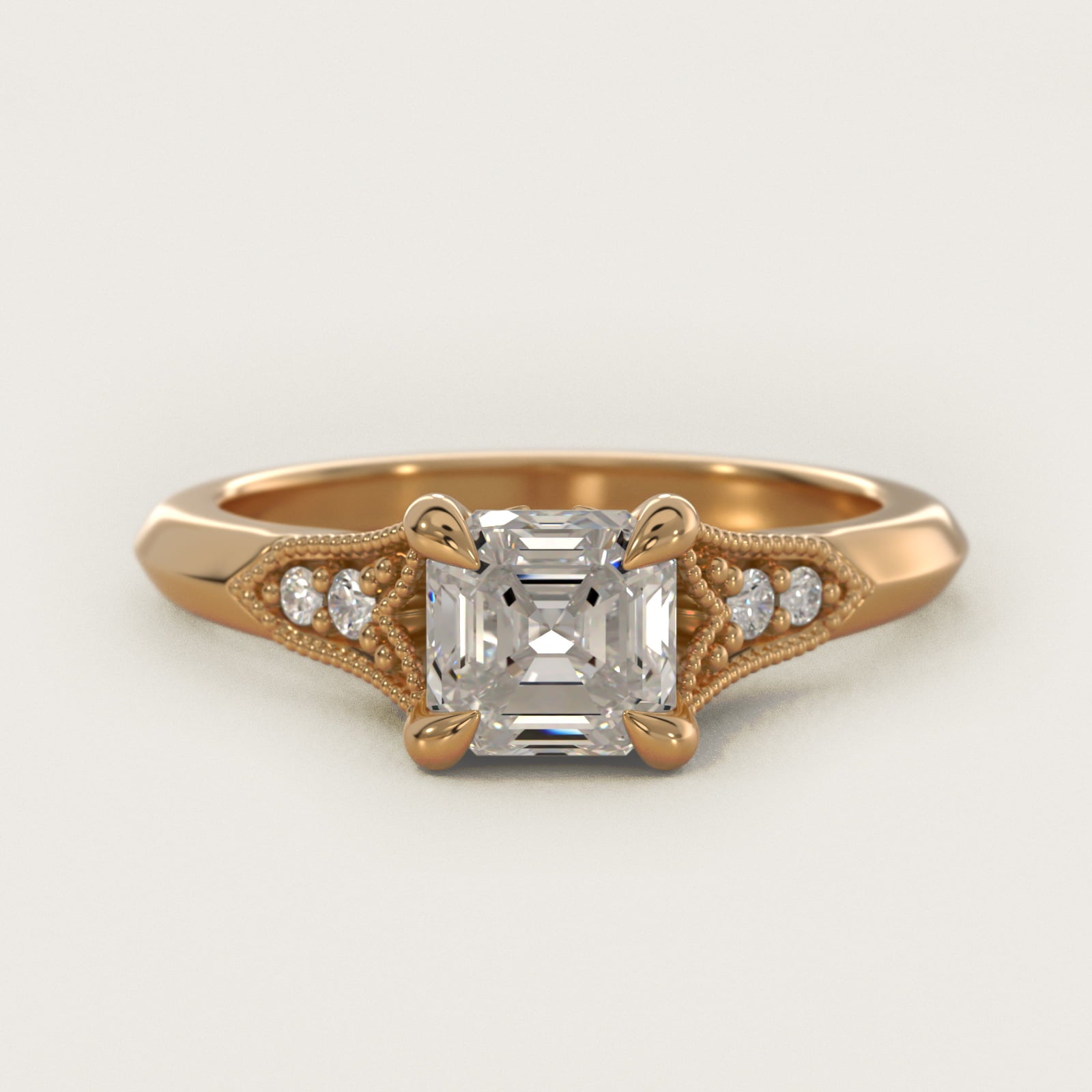 Art Deco Inspired Fleur-De-Lis PavŽ Vintage-Style Engagement Ring In 14K Yellow Gold By James Allen - Asscher Center