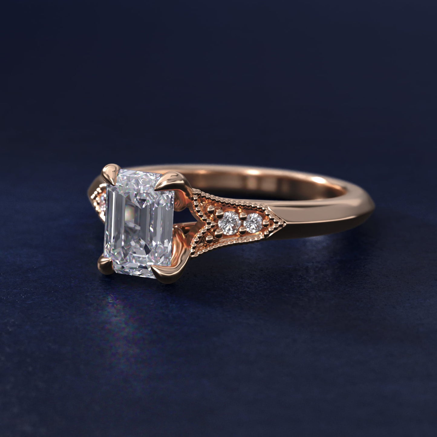 Art Deco Inspired Fleur-De-Lis PavŽ Vintage-Style Engagement Ring In 18k Rose Gold By James Allen - Emerald Center