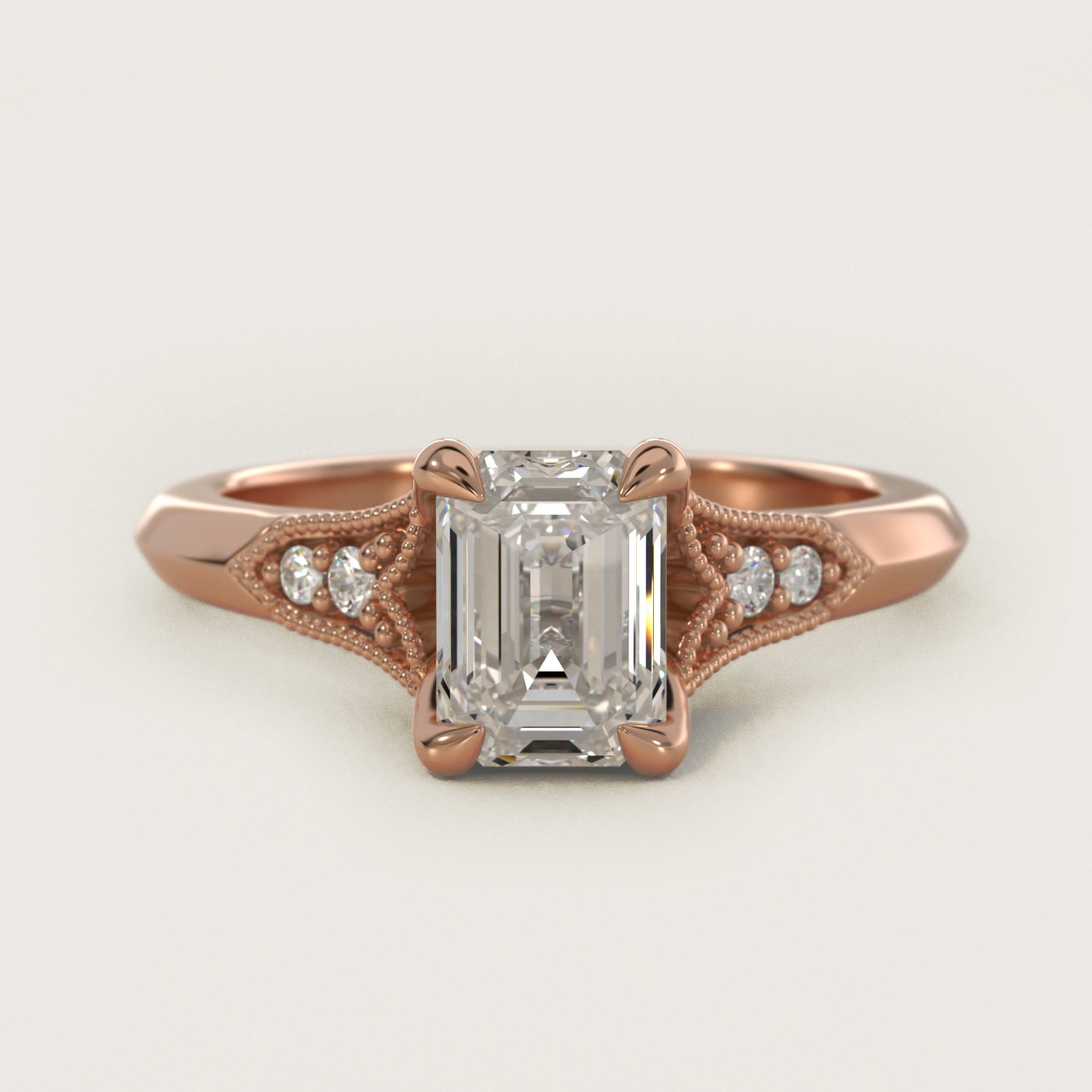 Art Deco Inspired Fleur-De-Lis PavŽ Vintage-Style Engagement Ring In 18k Rose Gold By James Allen - Emerald Center