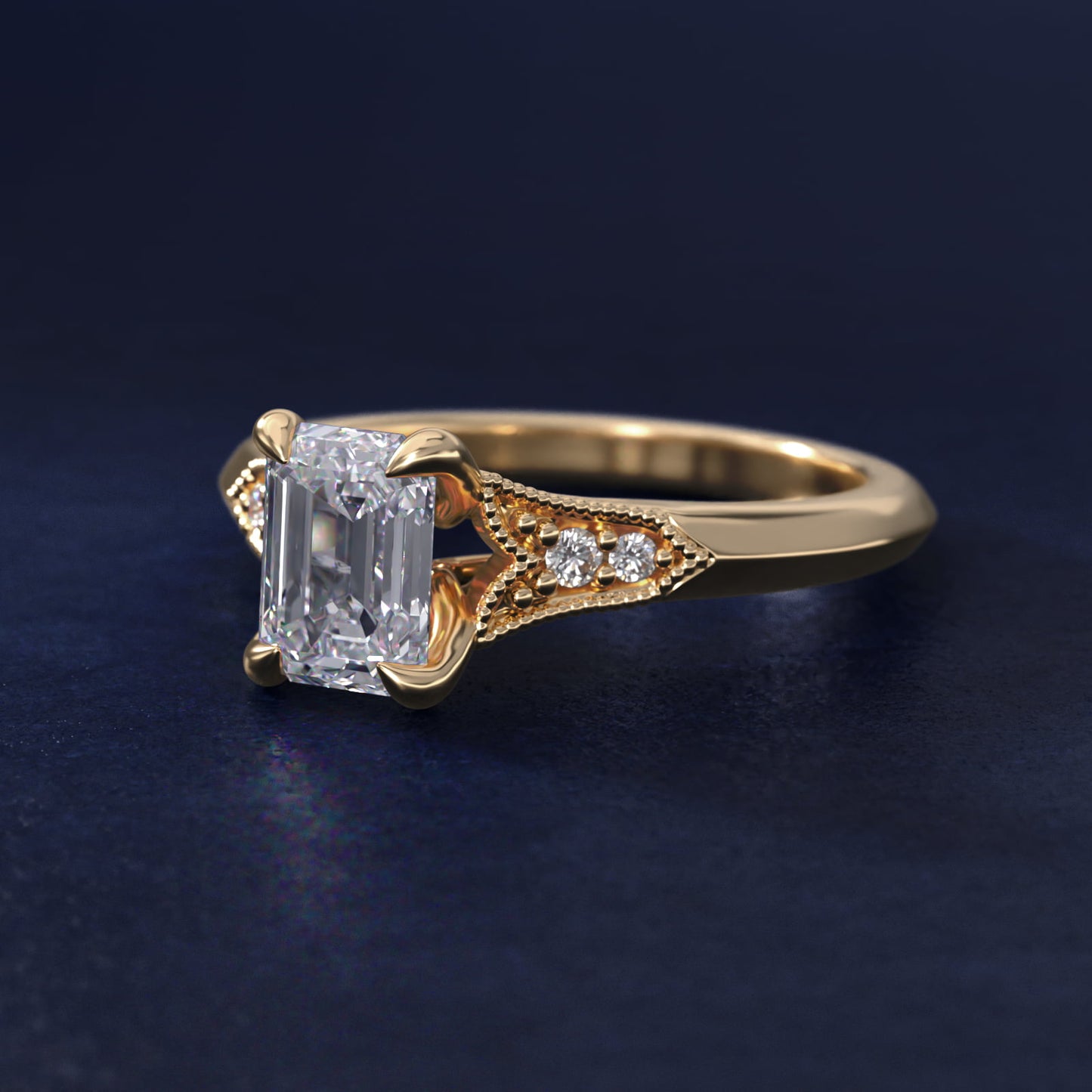 Art Deco Inspired Fleur-De-Lis PavŽ Vintage-Style Engagement Ring In 18k Yellow Gold By James Allen - Emerald Center