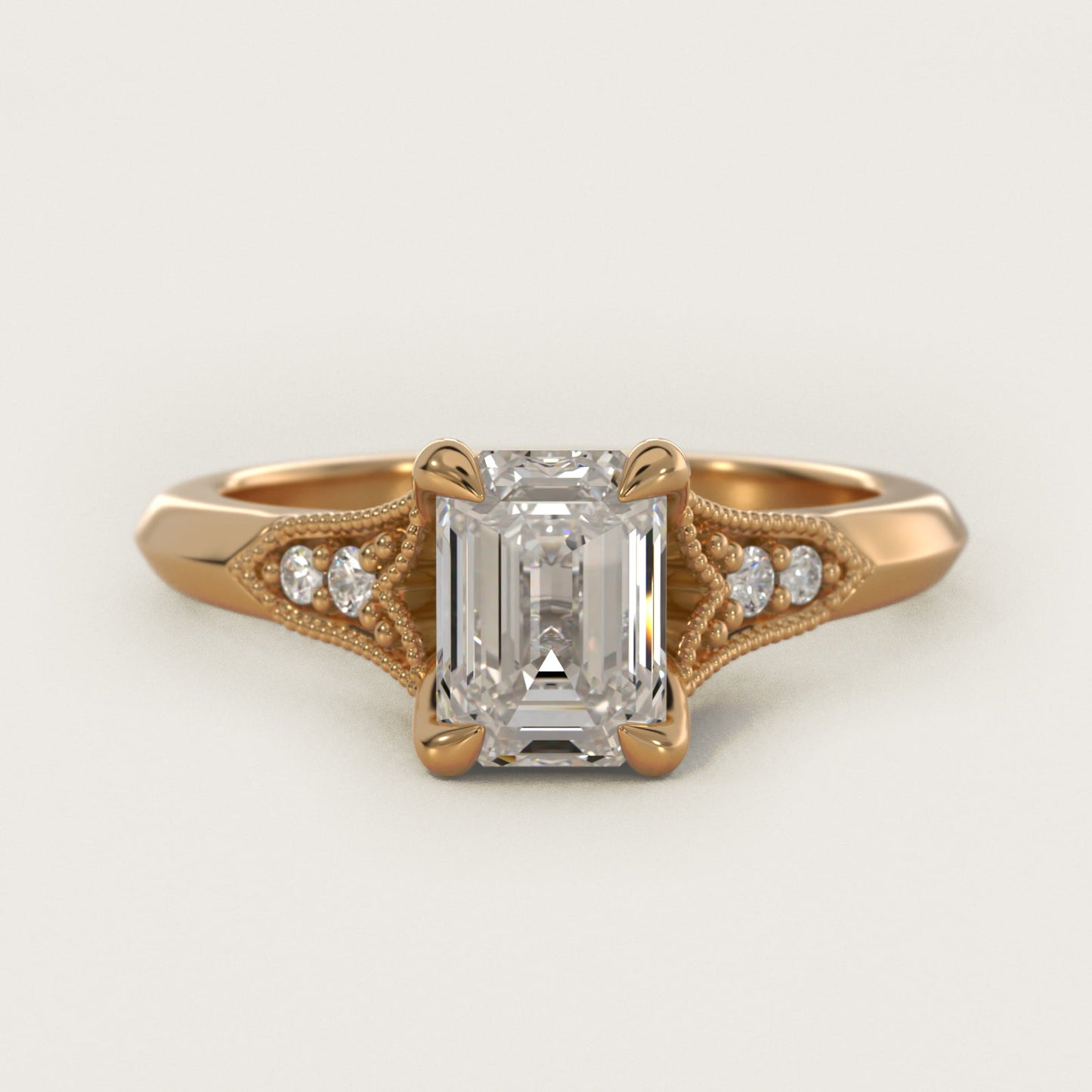 Art Deco Inspired Fleur-De-Lis PavŽ Vintage-Style Engagement Ring In 18k Yellow Gold By James Allen - Emerald Center