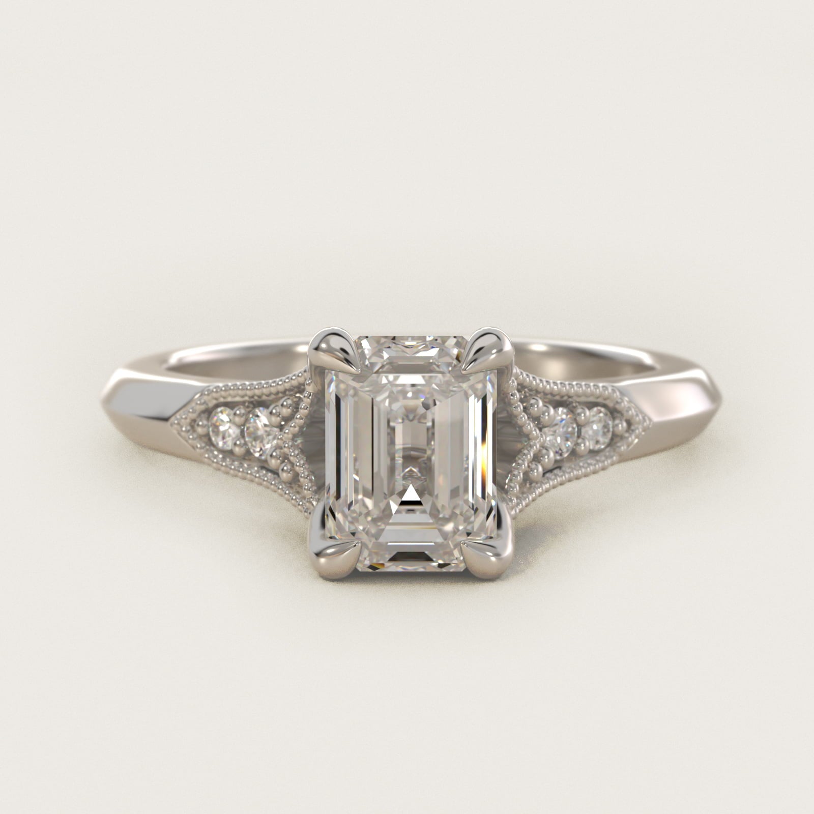 Art Deco Inspired Fleur-De-Lis PavŽ Vintage-Style Engagement Ring In Platinum By James Allen - Emerald Center