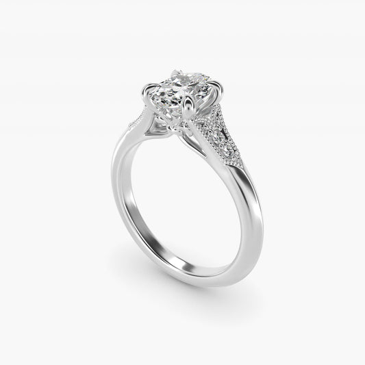 Art Deco Inspired Fleur-De-Lis PavŽ Vintage-Style Engagement Ring In 18k White Gold By James Allen - Oval Center