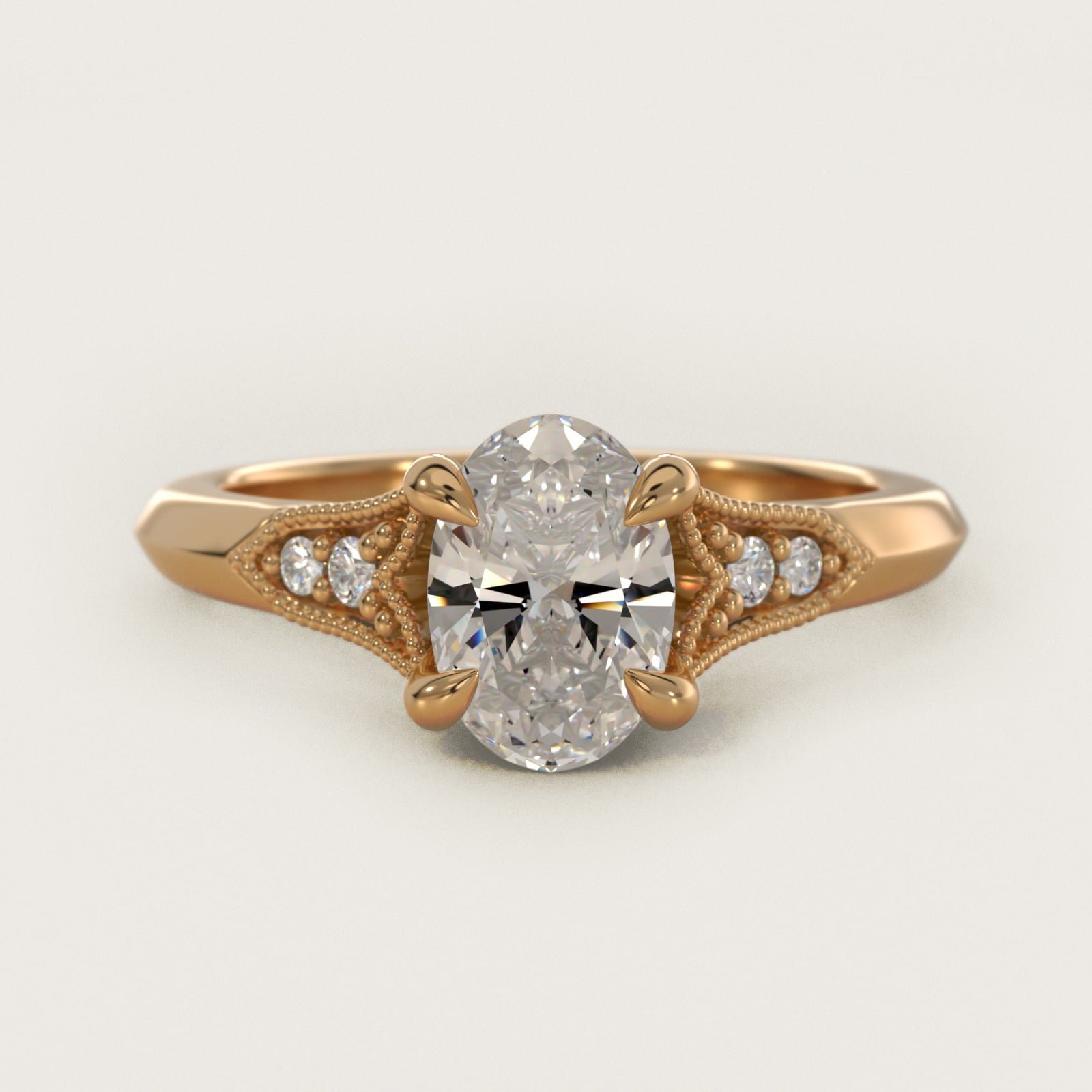 Art Deco Inspired Fleur-De-Lis PavŽ Vintage-Style Engagement Ring In 14K Yellow Gold By James Allen - Oval Center