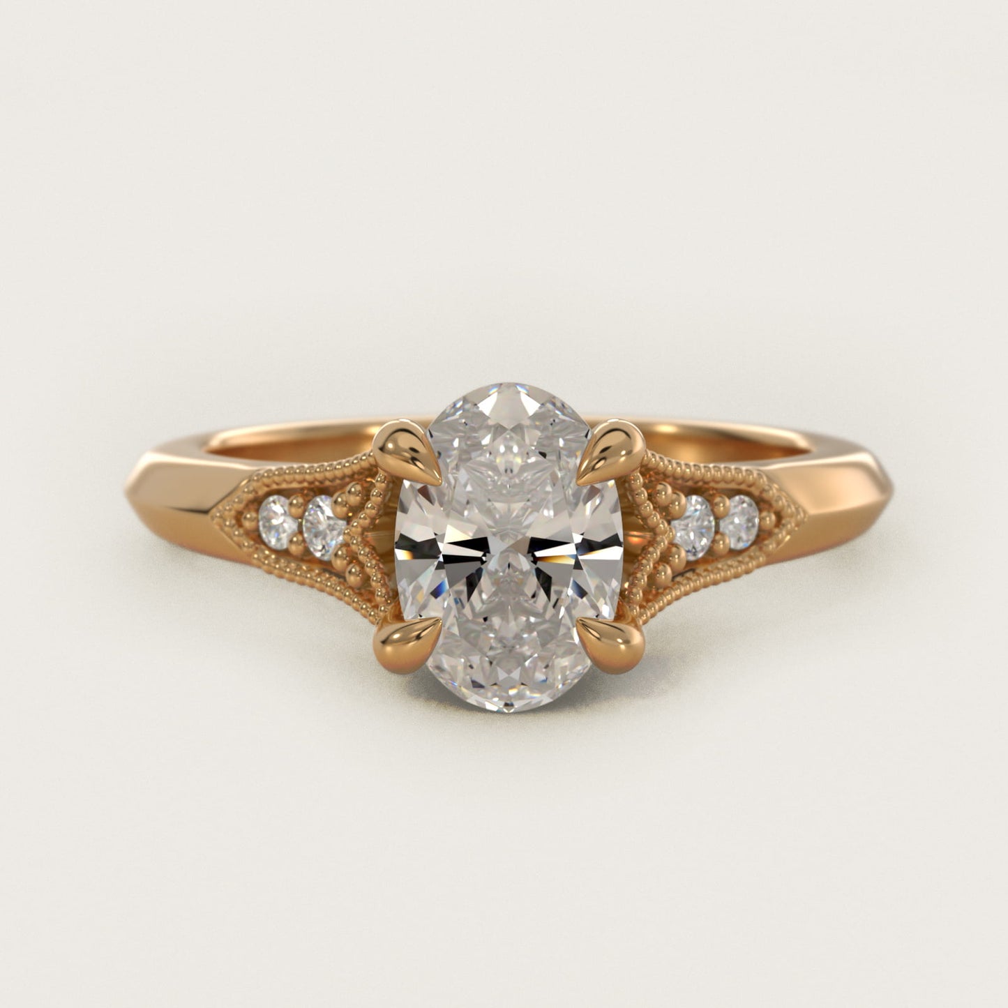 Art Deco Inspired Fleur-De-Lis PavŽ Vintage-Style Engagement Ring In 18k Yellow Gold By James Allen - Oval Center
