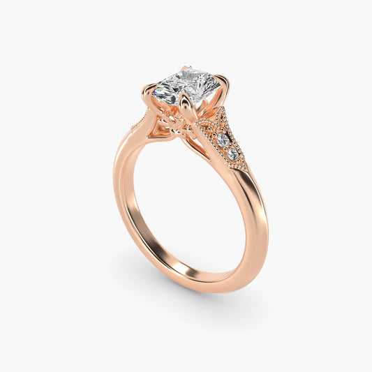 Art Deco Inspired Fleur-De-Lis PavŽ Vintage-Style Engagement Ring In 18k Rose Gold By James Allen - Radiant Center