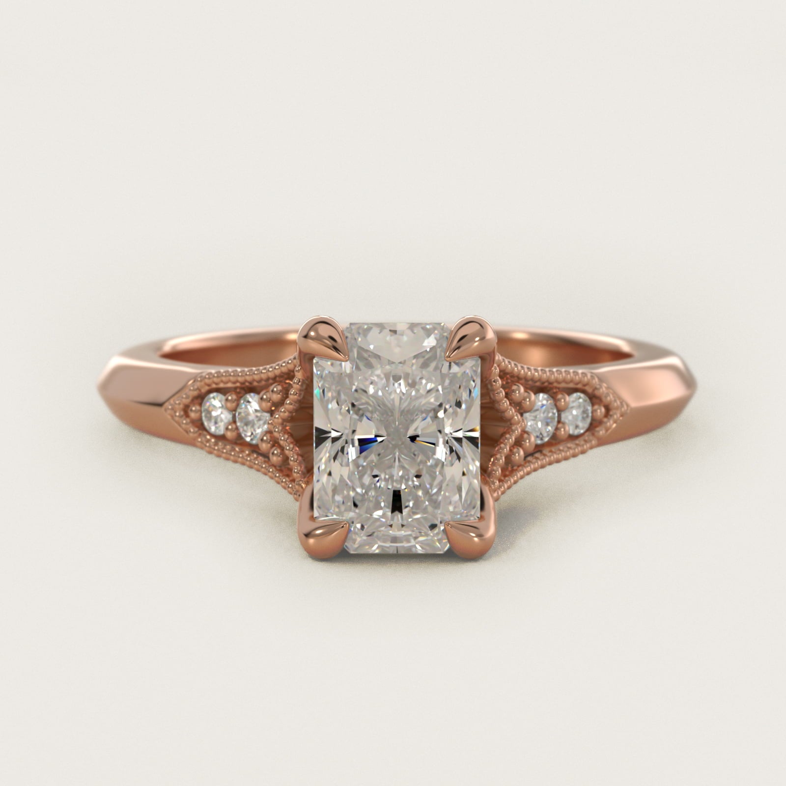 Art Deco Inspired Fleur-De-Lis PavŽ Vintage-Style Engagement Ring In 14K Rose Gold By James Allen - Radiant Center