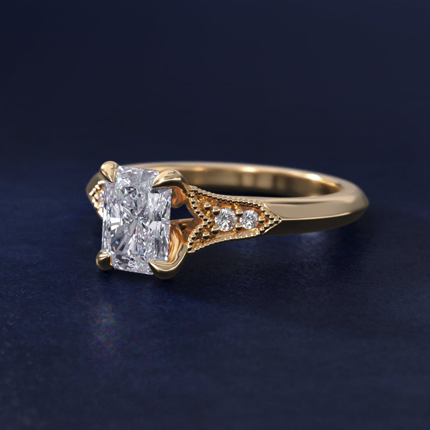 Art Deco Inspired Fleur-De-Lis PavŽ Vintage-Style Engagement Ring In 18k Yellow Gold By James Allen - Radiant Center