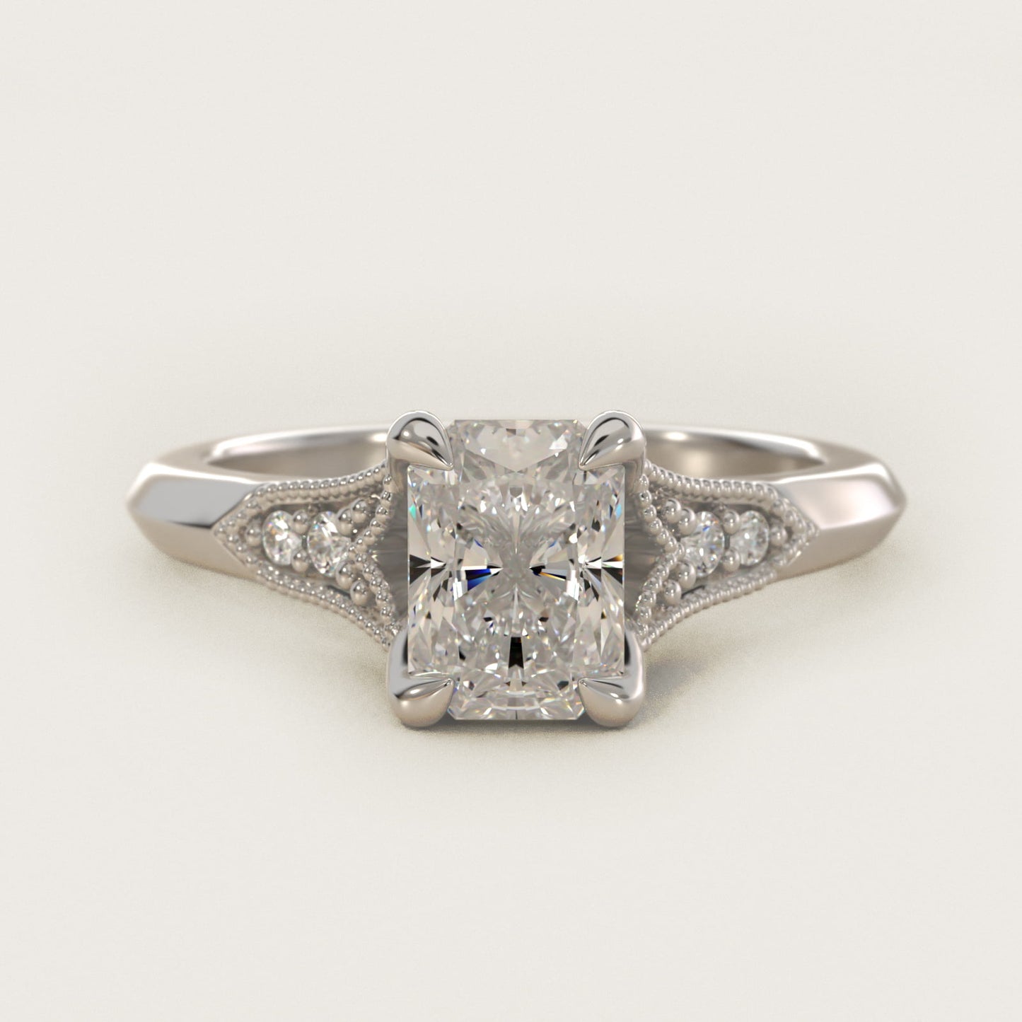 Art Deco Inspired Fleur-De-Lis PavŽ Vintage-Style Engagement Ring In Platinum By James Allen - Radiant Center