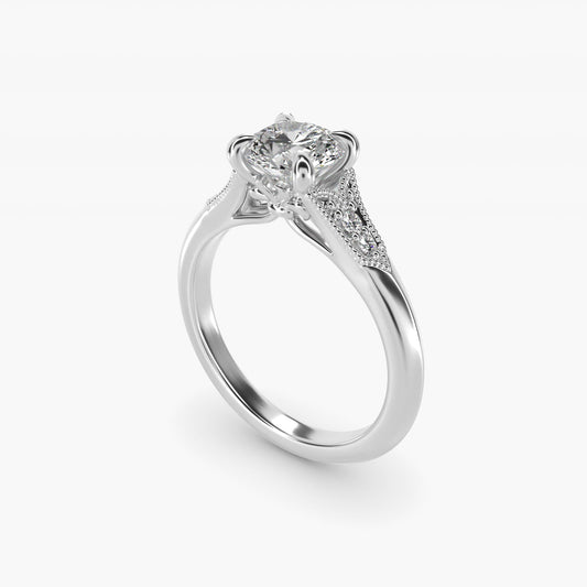 Art Deco Inspired Fleur-De-Lis PavŽ Vintage-Style Engagement Ring In 14K White Gold By James Allen - Round Center
