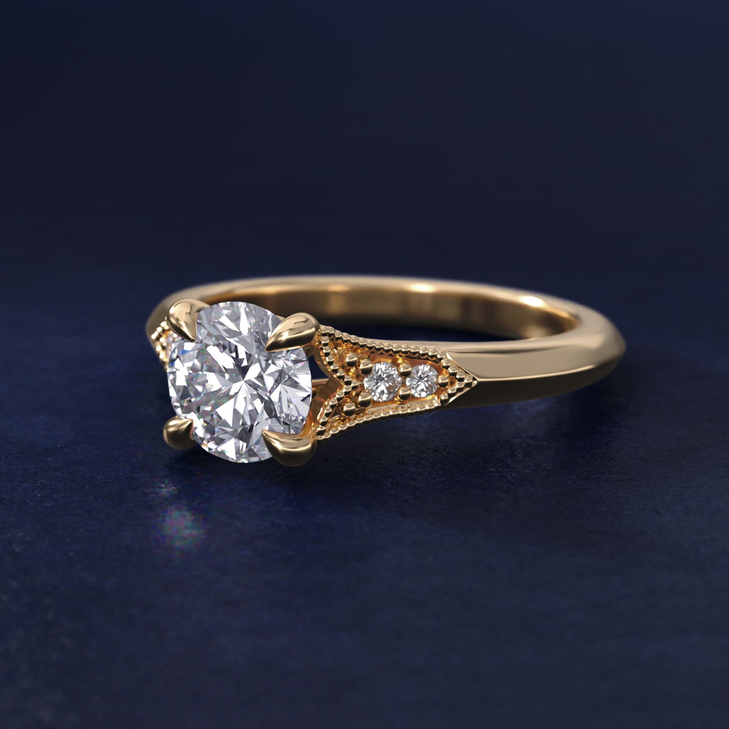 Art Deco Inspired Fleur-De-Lis PavŽ Vintage-Style Engagement Ring In 14K Yellow Gold By James Allen - Round Center