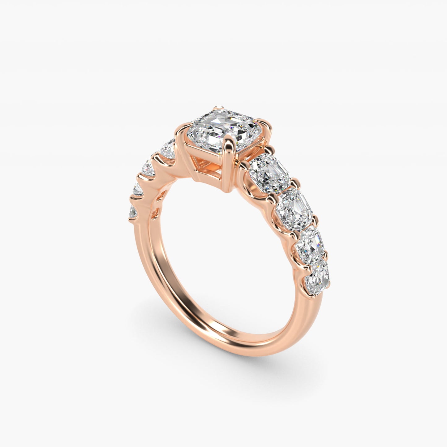 Asscher-Cut Diamond Engagement Ring in 14k Rose Gold - Asscher Center