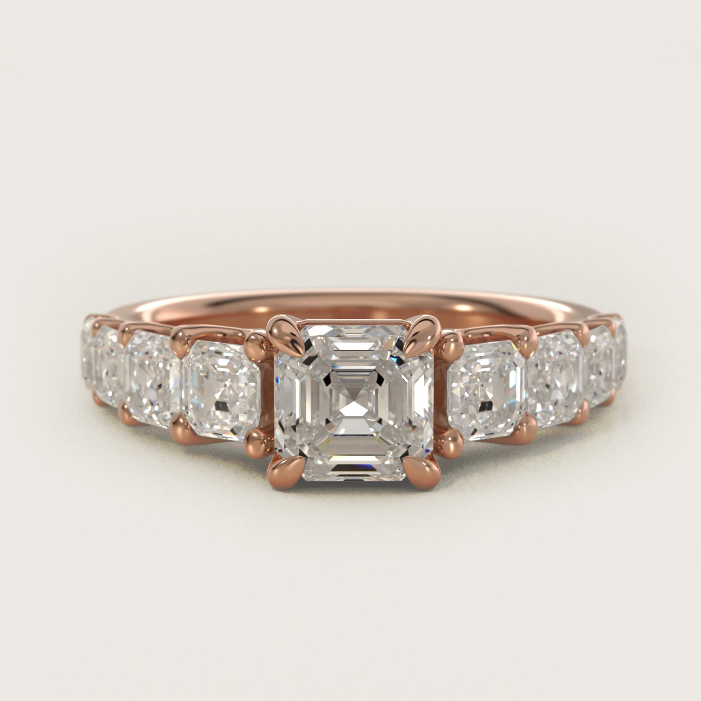 Asscher-Cut Diamond Engagement Ring in 14k Rose Gold - Asscher Center