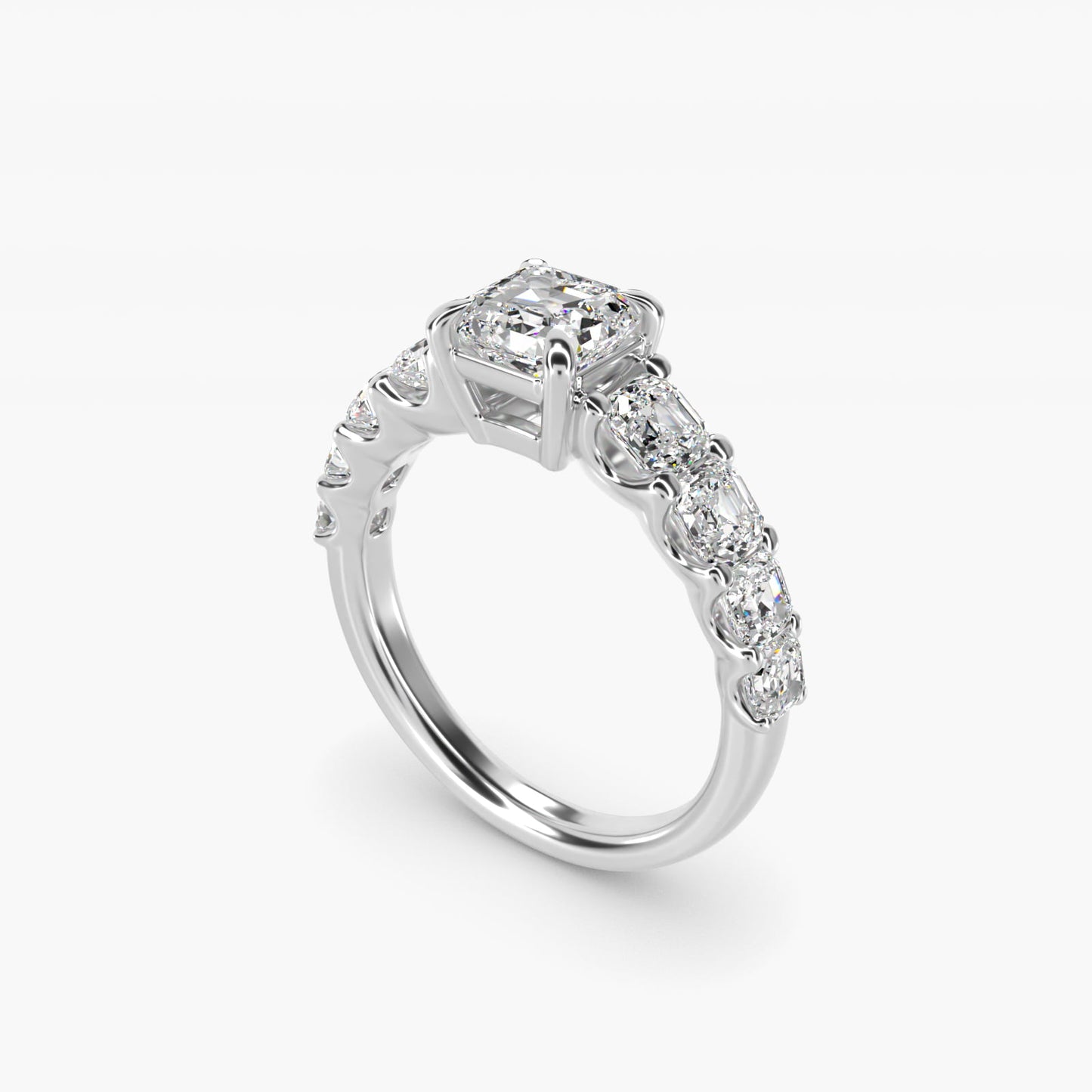 Asscher-Cut Diamond Engagement Ring in 14k White Gold - Asscher Center