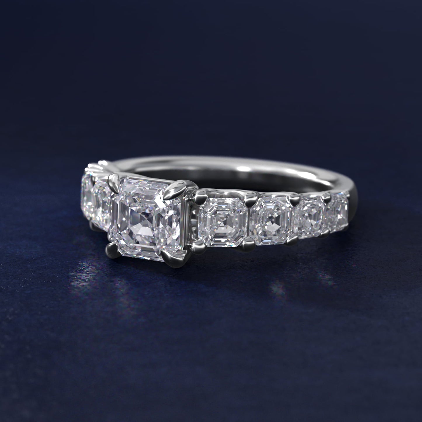Asscher-Cut Diamond Engagement Ring in 14k White Gold - Asscher Center