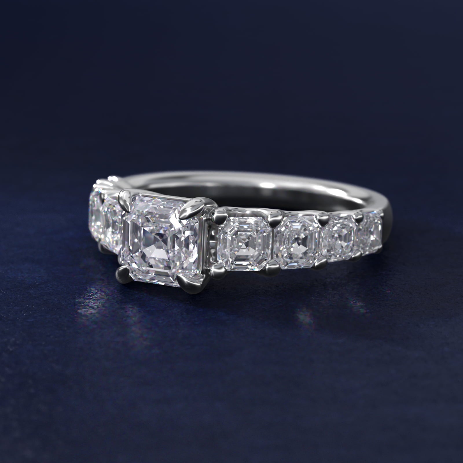 Asscher-Cut Diamond Engagement Ring in 14k White Gold - Asscher Center
