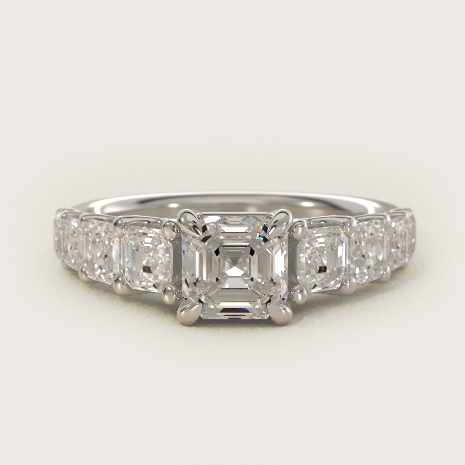 Asscher-Cut Diamond Engagement Ring in 14k White Gold - Asscher Center