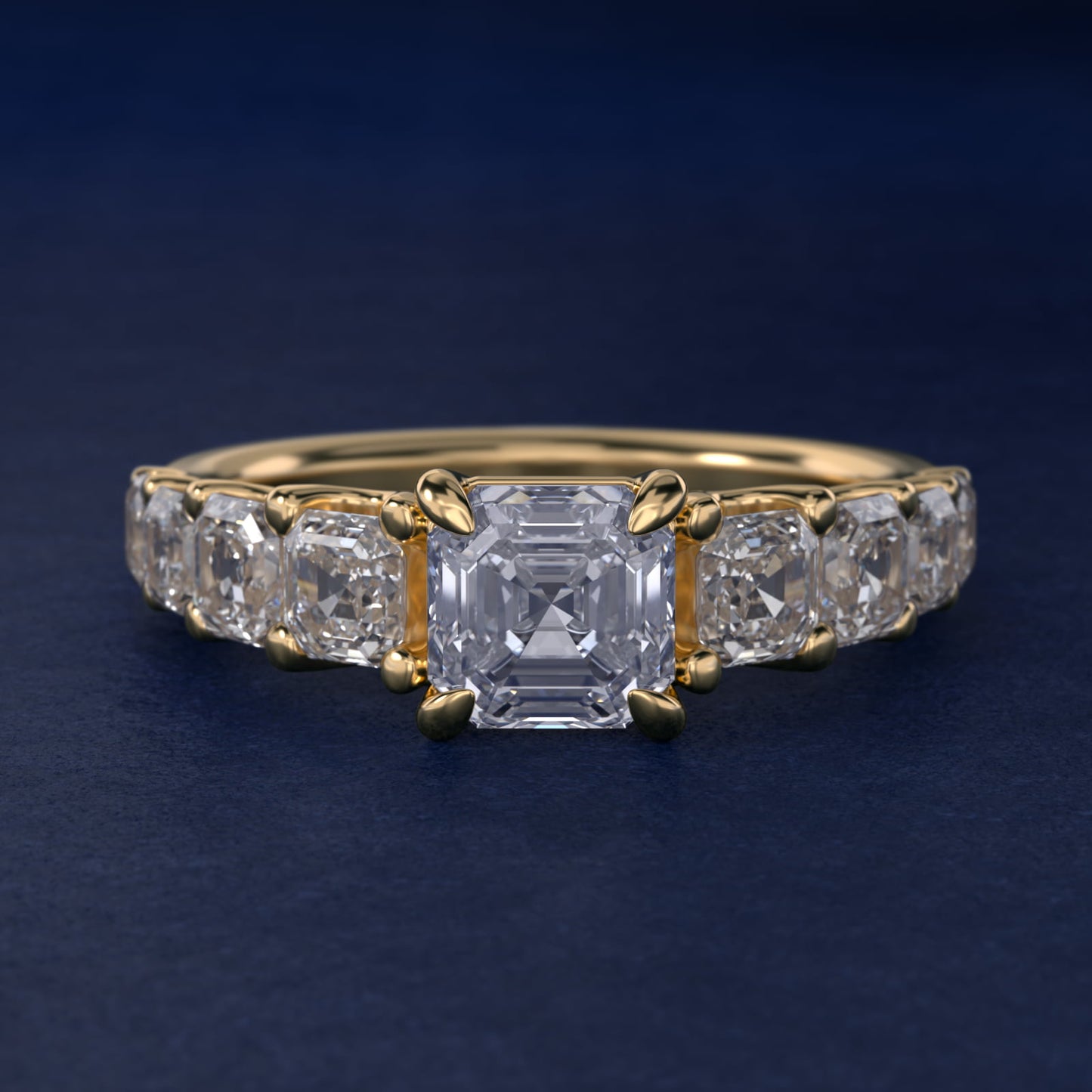 Asscher-Cut Diamond Engagement Ring in 18k Yellow Gold - Asscher Center