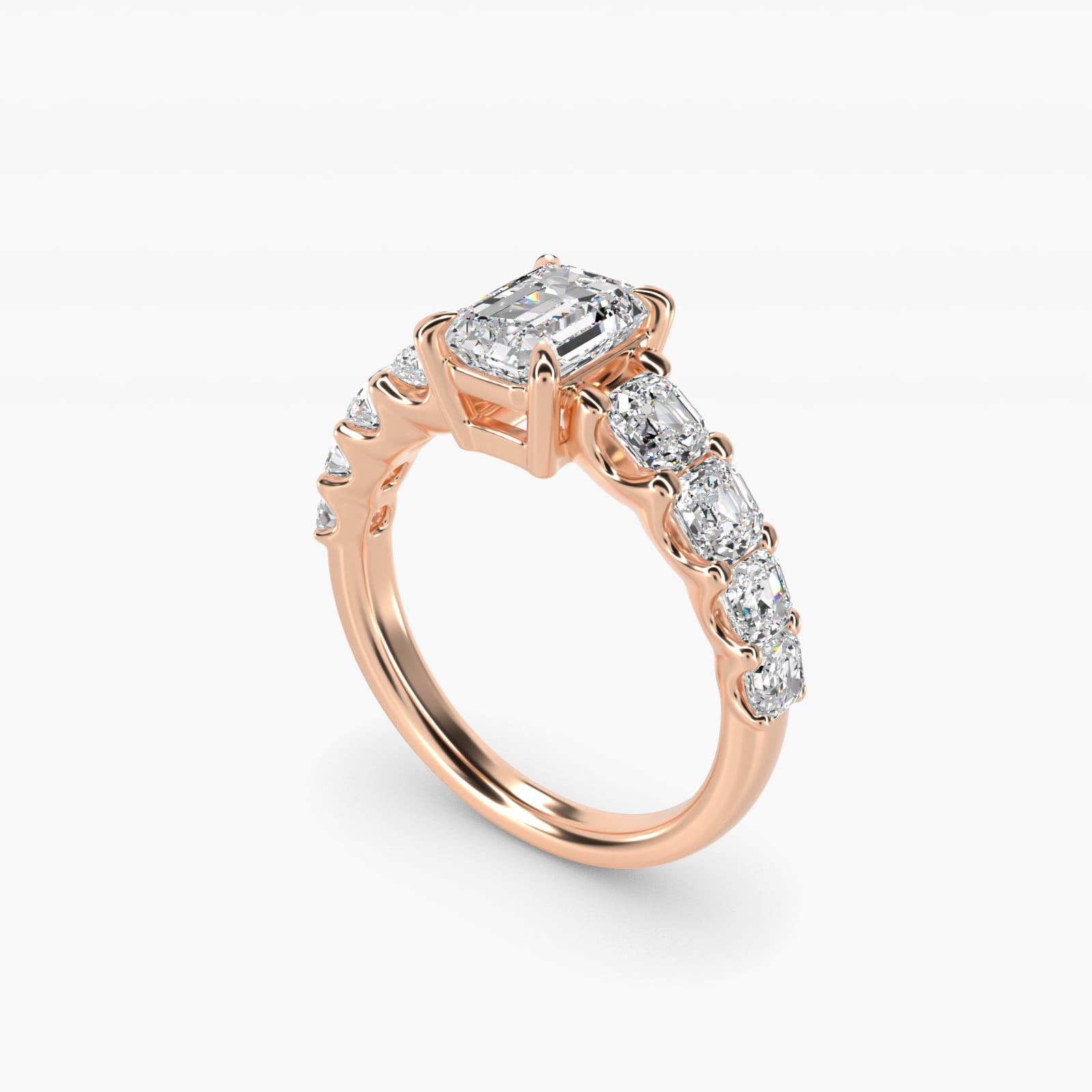 Asscher-Cut Diamond Engagement Ring in 14k Rose Gold - Emerald Center