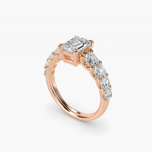 Asscher-Cut Diamond Engagement Ring in 18k Rose Gold - Emerald Center
