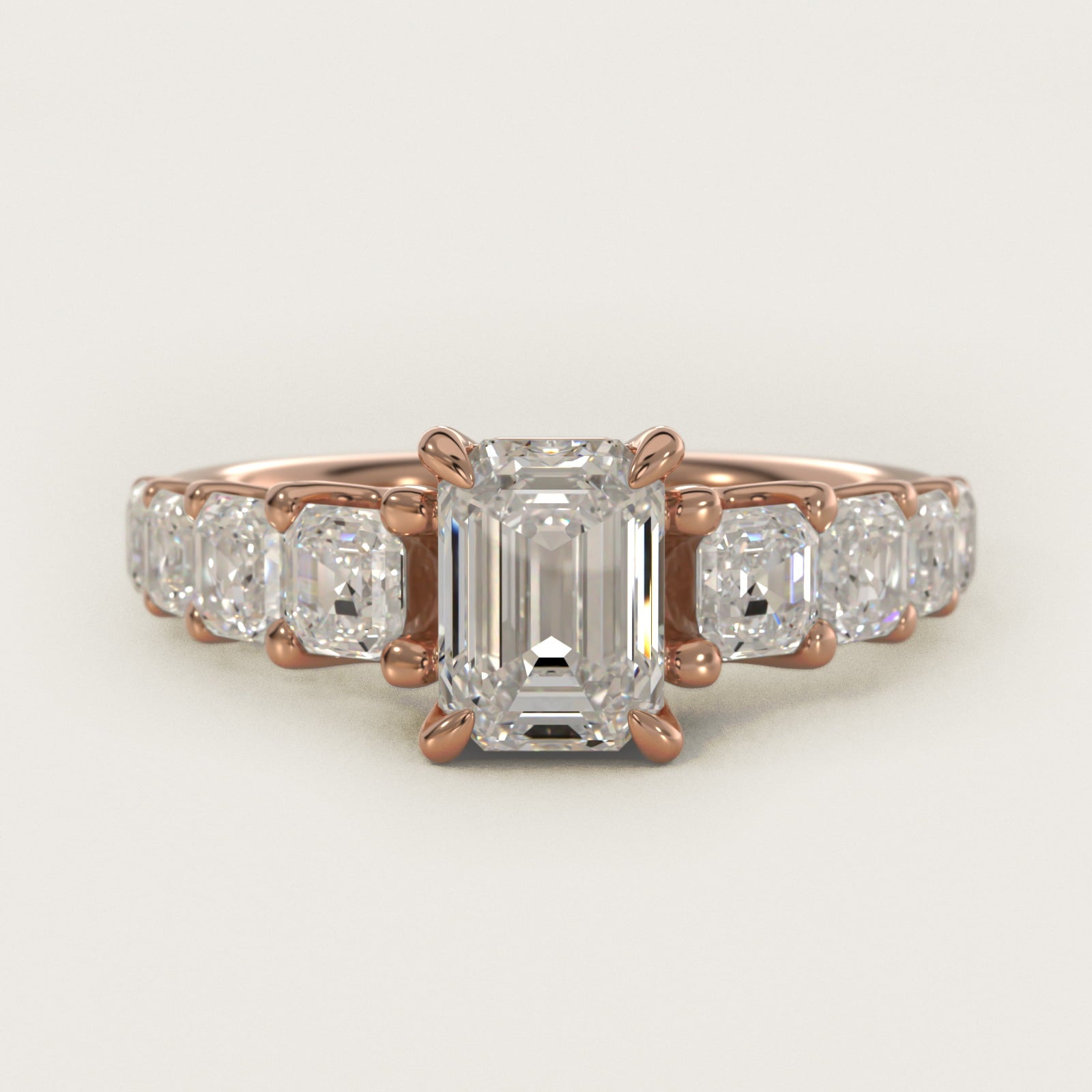 Asscher-Cut Diamond Engagement Ring in 14k Rose Gold - Emerald Center