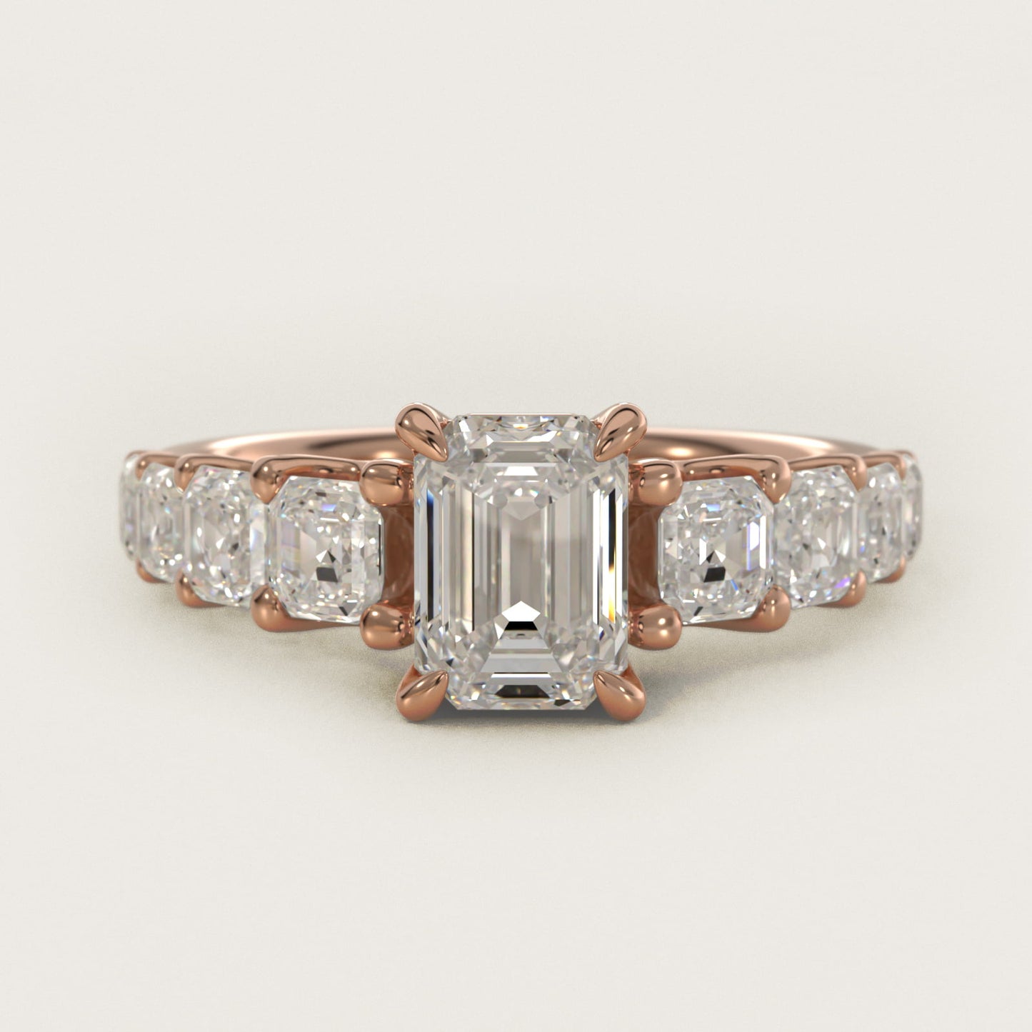 Asscher-Cut Diamond Engagement Ring in 18k Rose Gold - Emerald Center