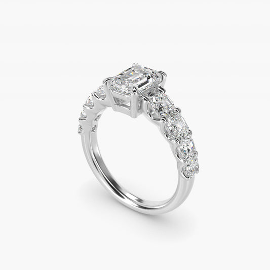Asscher-Cut Diamond Engagement Ring in 18k White Gold - Emerald Center
