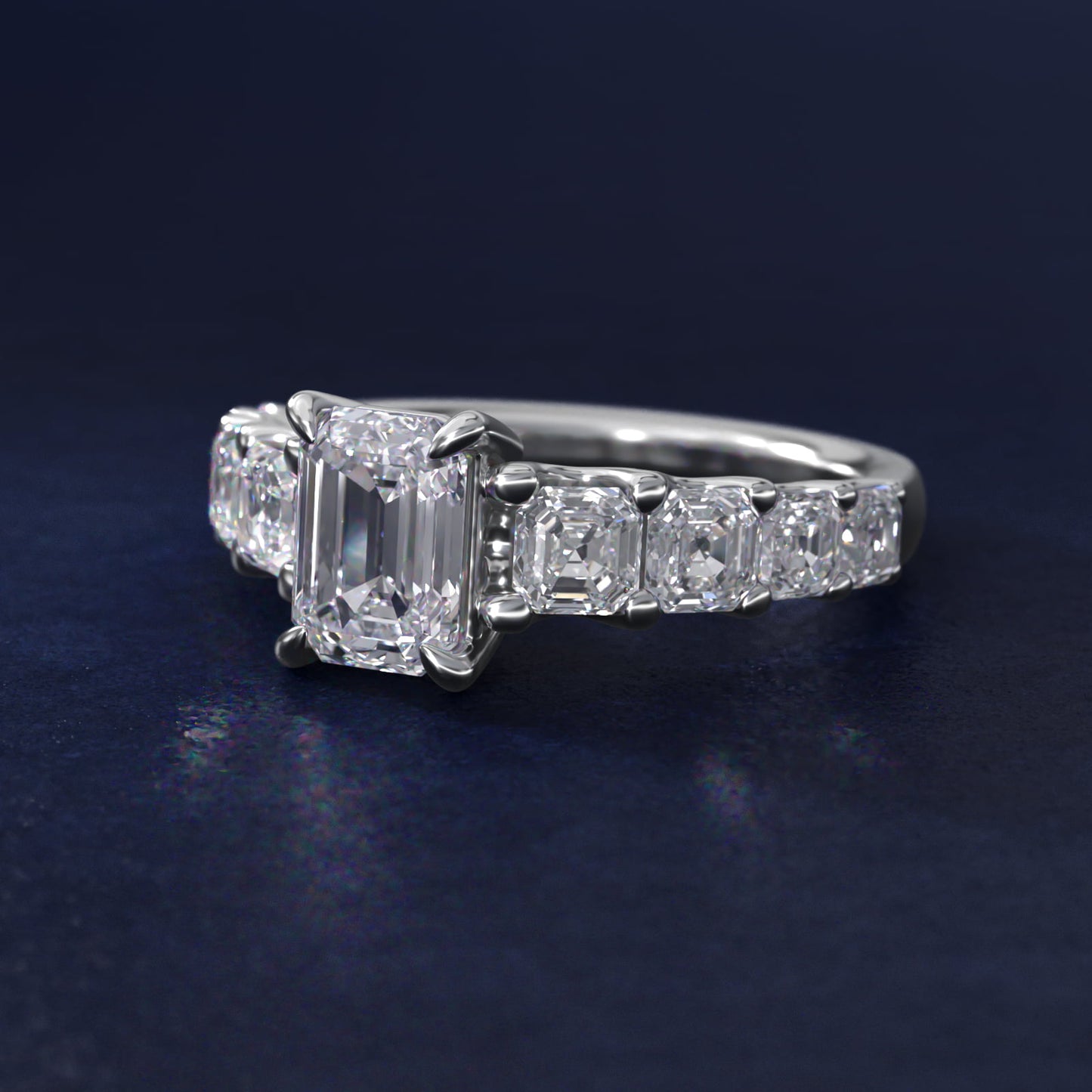 Asscher-Cut Diamond Engagement Ring in 14k White Gold - Emerald Center