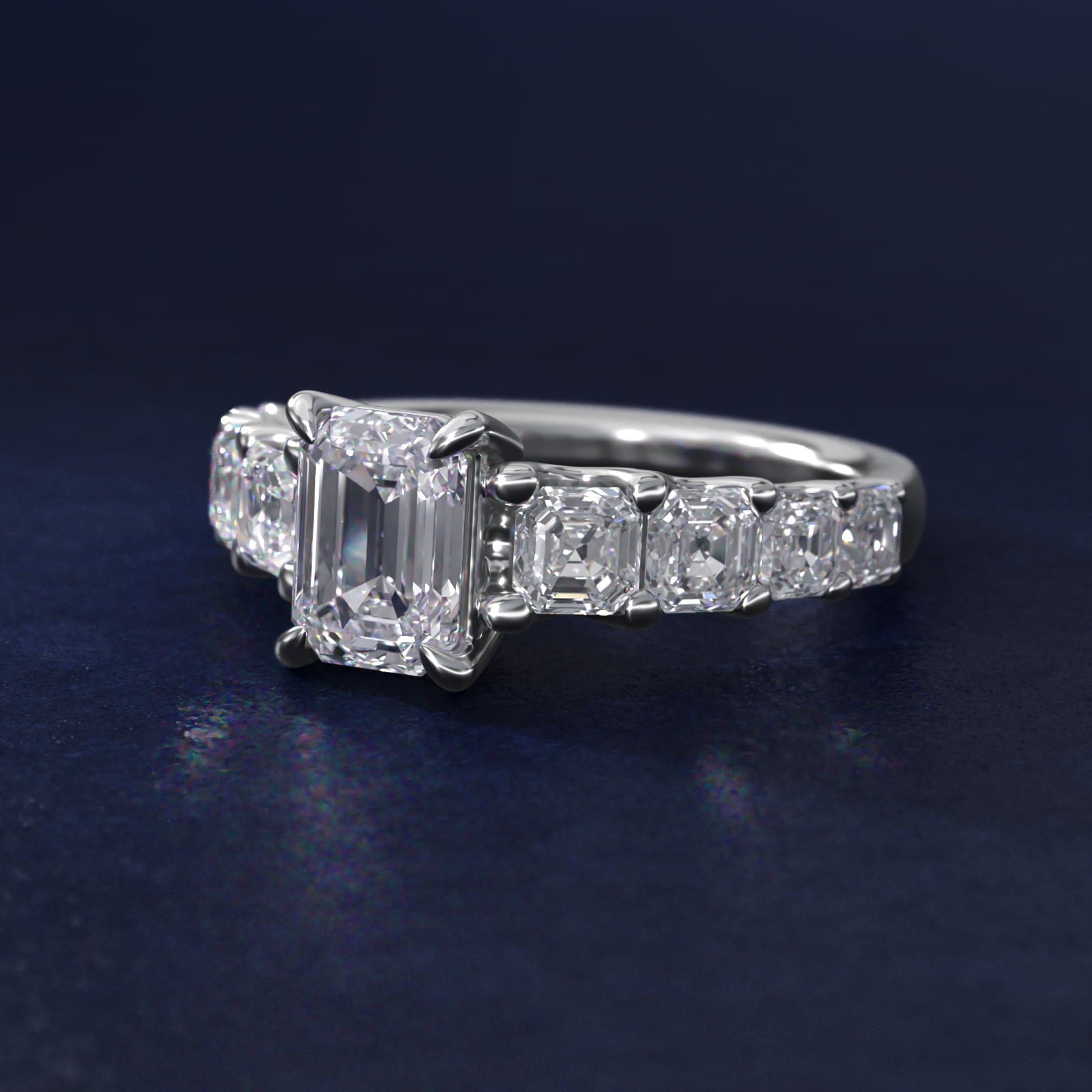 Asscher-Cut Diamond Engagement Ring in 14k White Gold - Emerald Center