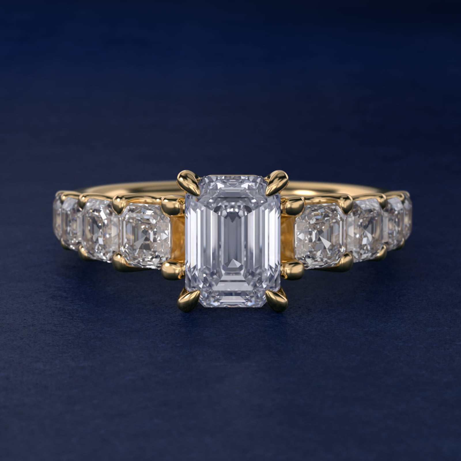 Asscher-Cut Diamond Engagement Ring in 18k Yellow Gold - Emerald Center