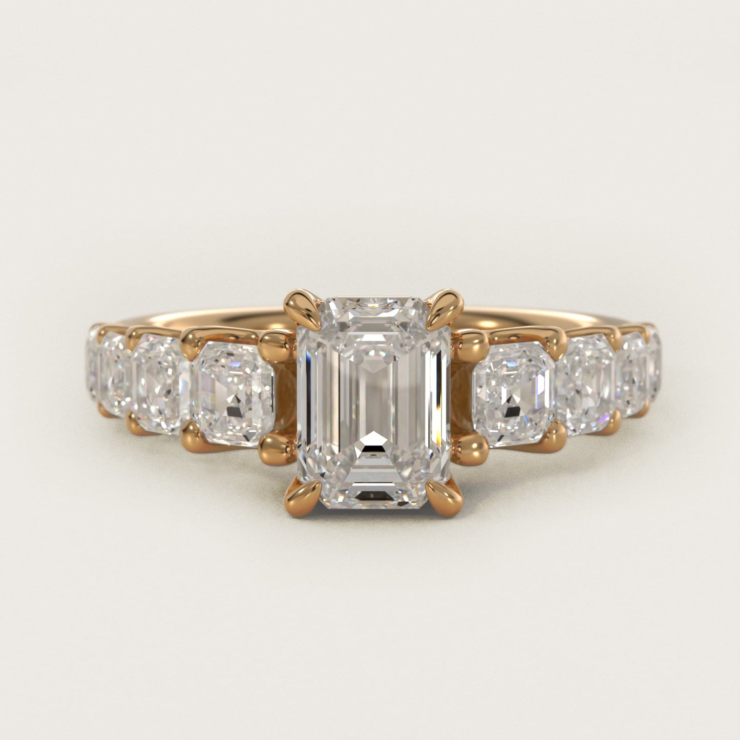 Asscher-Cut Diamond Engagement Ring in 18k Yellow Gold - Emerald Center